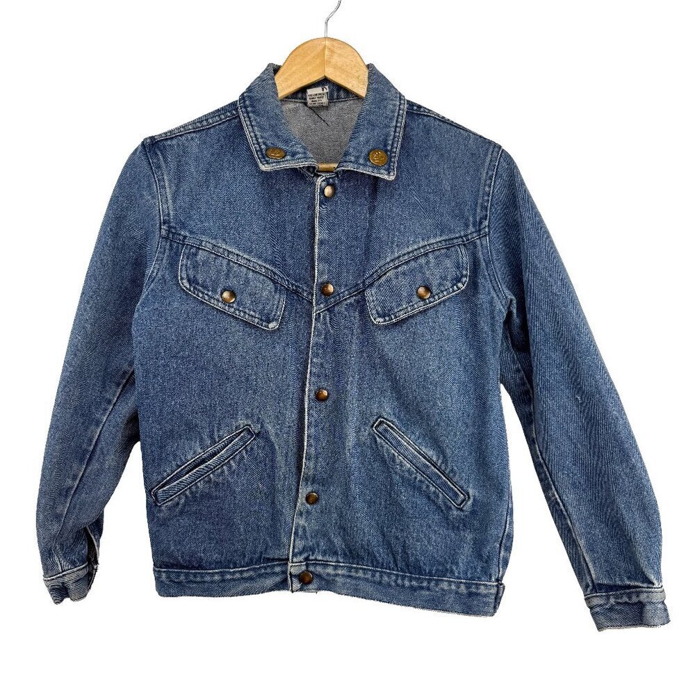 VTG Denim Jacket Western Preppy Jeans Pocket sz L‎ Unisex